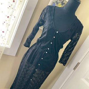 Black mesh floral dress